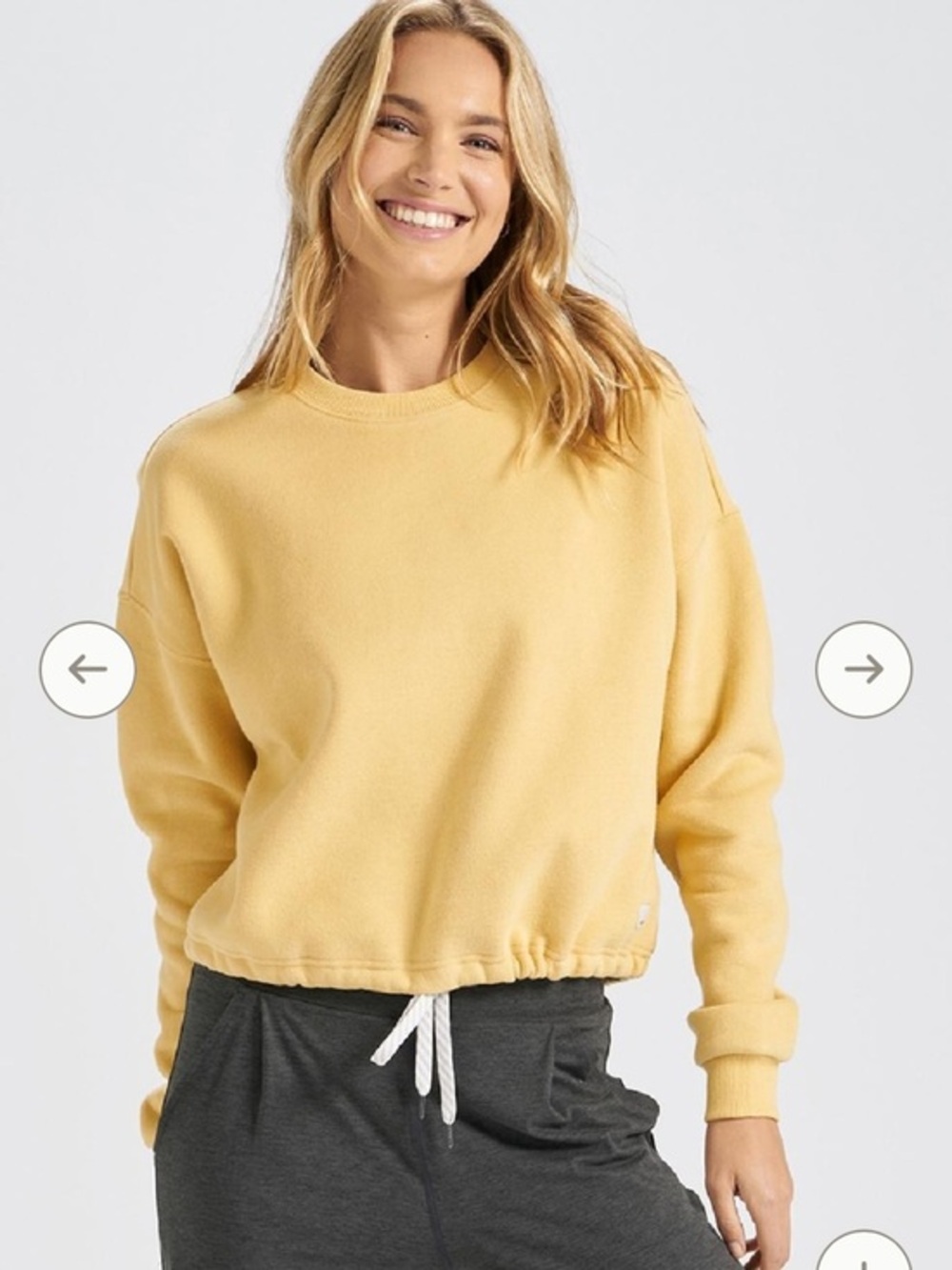 Vuori Restore Crewneck butter yellow- cropped